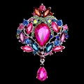 Broche de lujo vintage de aleación con diamantes de imitación de colores y cristales - Colorido
