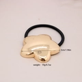 Golden flower charm hair tie with black high-elastic band and 5cm size dimensions - #18-Golden Flower