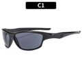 Y2K cyberpunk sports sunglasses in glossy black frame with dark grey lenses - Black Frame Grey Lens