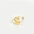 Golden wave-shaped adjustable ring with a polished metallic finish in a minimalist design - Gold Letter Z