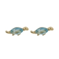 18K gold-plated cartoon dinosaur stud earrings with light blue marquise-cut gemstone - Light Blue Plesiosaur - Gold