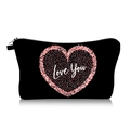 Detalle del neceser negro con estampado digital de corazón rosa y cierre de cremallera - Estilo Corazón con Puntos Degradados Rosa Negro (jiaying136)