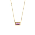 Collier élégant en acier titane doré avec un pendentif en pierre précieuse violette - Violet
