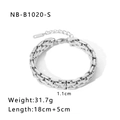 Bracciale a maglia quadrata in acciaio inossidabile argento da 1,1cm con chiusura a moschettone - Bracciale a Maglie Quadrate Industriali (NB-B1020-S)