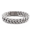 Bracciale da uomo a catena cubana in acciaio inossidabile 316L argento stile industriale - Argento