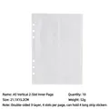 Detailed size chart for A5 6-ring PVC binder sleeves showing 21.1x15.2cm dimensions - A5 Vertical 2-Pocket Inner Pages 10Pcs (Bill Storage)