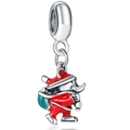 Weihnachtselefant-Charm mit rotem und grünem Emaille in poliertem Silberfinish - Weihnachtselefant (Silber/Rot/Grün)