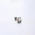 Orecchino a perno opale 3mm con retro piatto in acciaio chirurgico per piercing cartilagine - Barra in acciaio al titanio (6mm) / Colore AB (3mm/Pezzo singolo)