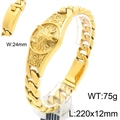 Bracciale cubano da uomo in oro con medaglione testa di lupo in stile punk rock - Colore Oro (KB205185-KJX)