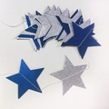 Sternengirlande mit dunkelblauem und silbernem Glitzer für festliche Partydekoration - Perle Blau+Glitzer Silber Stern