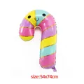 Detail of candy cane foil balloon with colorful stripes and smiley face, size 54x74cm - Smiling Candy Cane