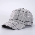 Berretto da baseball classico grigio pied-de-poule in tessuto caldo stile retrò - Regolabile / Grigio chiaro