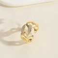 Anello a catena dorata con zirconi bianchi brillanti e design aperto regolabile - Placcato Oro Catena Intrecciata