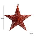 30cm Orange Iron Christmas Star with Glitter Finish and Hanging Ring for Window Display - 30cm / Red