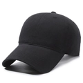 Classic plain black cotton baseball cap with adjustable structure for men and women - Adjustable / Black