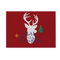 Red Christmas placemat featuring reindeer silhouette and Merry Christmas text - CD26-12 (White Reindeer Head)