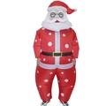 Adult inflatable Santa Claus costume with red polka dots and beard for festive parties - Snowflake Santa / One Size