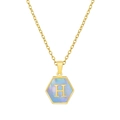 Collier en acier inoxydable plaqué or 18K avec pendentif hexagonal, lettre H et nacre - Lettre H Or