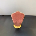 Pink velvet necklace display stand with gold metal rim and circular base for jewelry storage - Necklace Bust - Round Base (Mauve)
