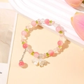 Exquisite pink and white beaded bracelet with lily of the valley floral pendants - S044 - Pink Gradient Lily Of The Valley Bracelet #sz313