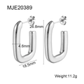Orecchini a forma di U in argento minimalista, modello MJE20389, altezza 26,8 mm - Oro 18K / Argento