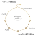 18k vergulde roestvrijstalen ketting met hanger van glassteen en afmetingen - Ketting / 42+5cm / Witte Zirkonia (Goud)