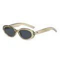 Oval tea brown sunglasses with dark gray lenses and silver star metal accents - Translucent Green Frame Grey Lens