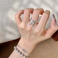 Vintage S925 sterling silver butterfly ring in silver finish with matching bracelets - JZ1133-Butterfly Ornament