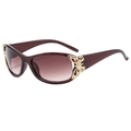 Fashionable burgundy butterfly sunglasses with gradient lenses and gold accents - Tea Frame Gradient Tea Lens