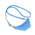 Sky blue croissant-shaped leather crossbody bag for kids with horizontal stitching - Blue