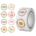 Roll of 500 floral thank you stickers with 8 unique colorful botanical designs - 8 Classic Floral