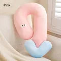 Cojín de peluche rosa y azul en forma de J para mascotas sobre un sofá cómodo - Almohada de Ojos Grandes Rosa - Grande / 62*39cm