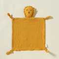 Yellow lion baby security blanket made of soft organic cotton gauze fabric - Yellow (Lion)