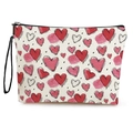 Beauty case beige in tela con stampe a cuori rossi e pratica chiusura lampo nera - Stile 3 (Cuori Rosa)