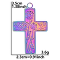 Detail of 18k gold plated stainless steel sunflower cross pendant showing dimensions - Pendant / Rainbow