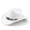 Détail d'un chapeau de cowboy blanc en feutre avec bandeau décoratif en perles - M (56-58cm) / Blanc pur