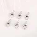 Silver alloy lobster clasp connectors for DIY jewelry making with white feather background - 20 Pcs/Pack / White K/Silver