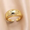 Polierter vergoldeter offener Ring im Schleifen-Stil mit einer Reihe kleiner Zirkonia - Stil C (Einreihige Zirkonia-Kuppel)