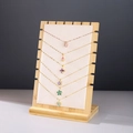 Bamboo necklace display stand with off-white velvet panel for multi-pendant storage - Off-white Velvet