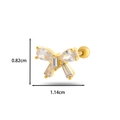 Golden bow cartilage stud earring with cubic zirconia crystals measuring 0.82cm by 1.14cm - 10# Golden