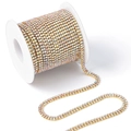 AB colored rhinestone claw chain with gold base on white spool for DIY jewelry - 10 Yards/Roll / Double Row/Gold Base/AB Rhinestone/4mm