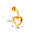 Polished gold heart belly button ring with 0.98cm height and 1.06cm width dimensions - Plain Heart Style (2601-7# Gold)
