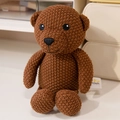 Handmade knitted brown bear plush toy with detailed stitch texture and cute sitting pose - 23cm Little Bear