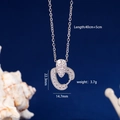 Silver heart pendant necklace with full cubic zirconia, chain length 40-45cm and weight 3.7g - Heart 1014