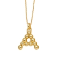 Polished gold beaded necklace featuring a capital letter A pendant with unique 3D texture - Letter A