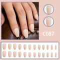 Matte nude pink coffin press-on nails set in elegant solid color and medium length - Glue Type / Nude Pink (C087)