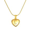 Golden heart pendant necklace with letter L engraving on a minimalist snake chain - Heart Letter L (S-P151-L)