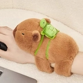 Plüschtier Capybara mit grünem Schildkröten-Rucksack für das Handgelenk - Schnapparmband Schildkröten-Stil