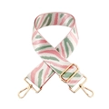 Adjustable wide shoulder strap with green and pink zebra pattern and gold metal hooks - White Base Pink Green (Zebra)
