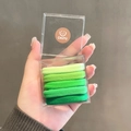 Set of five gradient green high-elasticity hair ties in a clear square storage box - 5 Pcs/Box / Dark Green Gradient